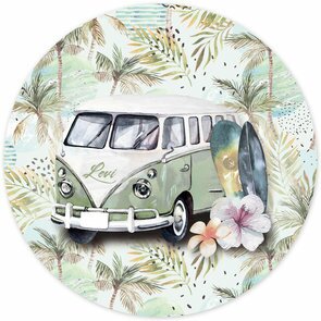 Muurcirkel volkswagen busje groen