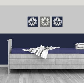 Muursticker 3 luik ster blauw