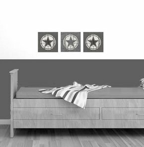Muursticker 3 luik ster grijs