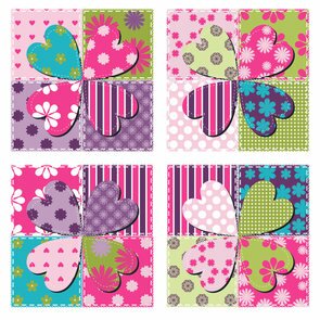 Muursticker Patchwork bloemen