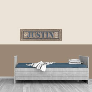 Mini muursticker paneel: Stoere ster jute blauw