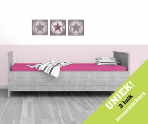 Muursticker 3 luik ster roze