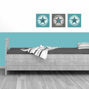 Muursticker 3 luik ster turquoise