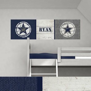 Mini muursticker paneel: Stoere ster blauw horizontaal