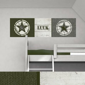 Mini muursticker paneel: Stoere ster legergroen