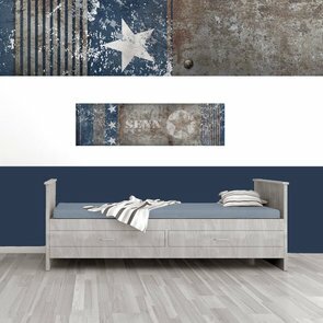 Mini muursticker paneel: Stoere ster roest blauw
