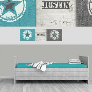 Mini muursticker paneel: Stoere ster turquoise blauw